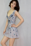 Pretty A Line V Neck Gray Chiffon Formal 8th Grade Homecoming Dresses Summer Middle School Hoco Dress 18th Birthday Outfits HZ1121