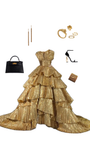 Modest Ball Gown Strapless Sequin Gold Sleeveless Long Evening Party Gowns Evening Dress Special Formal Dresses Prom Dress HZ1121