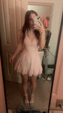 Cute A line Spaghetti Straps Pink Short Formal Homecoming Dress Middle School Short 20th Birthday Outfits Graduation Dress Cocktail Dresses HZ1121