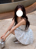 Modest A line Sweetheart Floral Blue Short Formal Homecoming Dress Middle School Short 18th Birthday Outfits Graduation Dress Cocktail Dresses HZ1121