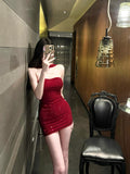 Sexy Sheath Sweetheart Red Tight Formal Homecoming Dresses 18th Birthday Outfits Graduation Dress Short Mini Hoco Dresses HZ1121