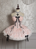 Vintage Ball Gown Halter Pink Tulle Lace 22nd Birthday Dress Lolita Dress Cute Lolita Outfits HZ1121