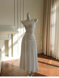 Elegant A line One Shoulder Sleeveless White Long Evening Party Gowns Evening Formal Dresses Prom Dress HZ1121