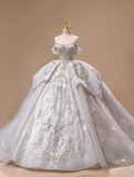 Princess Wedding Dress Ball Gown Off The Shoulder Sequin Short Sleeves Wedding Dresses Bridal Gowns HZ1121