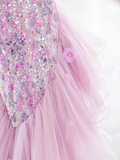Modest Mermaid One Shoulder Pink Sequin Long Evening Party Gowns Evening Dress Special Formal Dresses Prom Dress HZ1121
